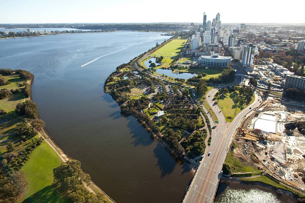 City of Perth from the air - first aid course near me in WA