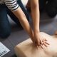 Practising CPR on a mannikin
